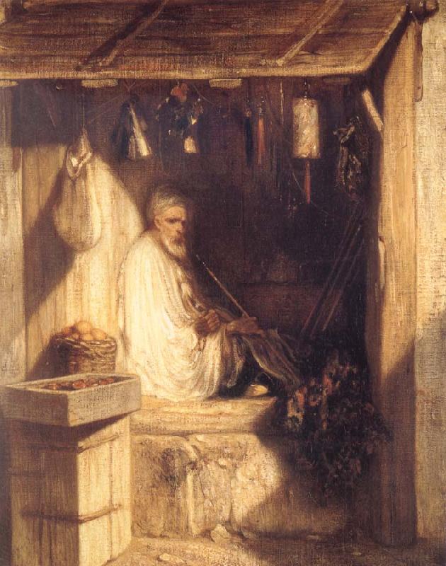 Alexandre Gabriel Decamps Tukish Merchant Smoking in his Shop France oil painting art
